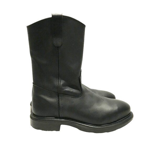 Red Wing Pecos 4471 ASTM Mens Work Boots Sz 9 D Black Leather Pull-On Made USA - Picture 1 of 13